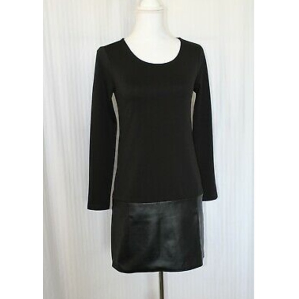 Banana Republic Black Dress w Faux leather bottom